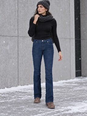 Cowgirl Tuff Just Tuff Winter Fleece-Lined Bootcut Jeans W27 L33 Dark Wash